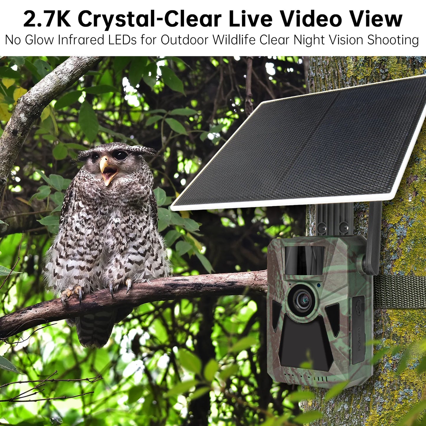4G LTE Trail Camera, Ultra HD Night Vision, Built-in SIM, 0.2s Motion Trigger, Solar Powered,