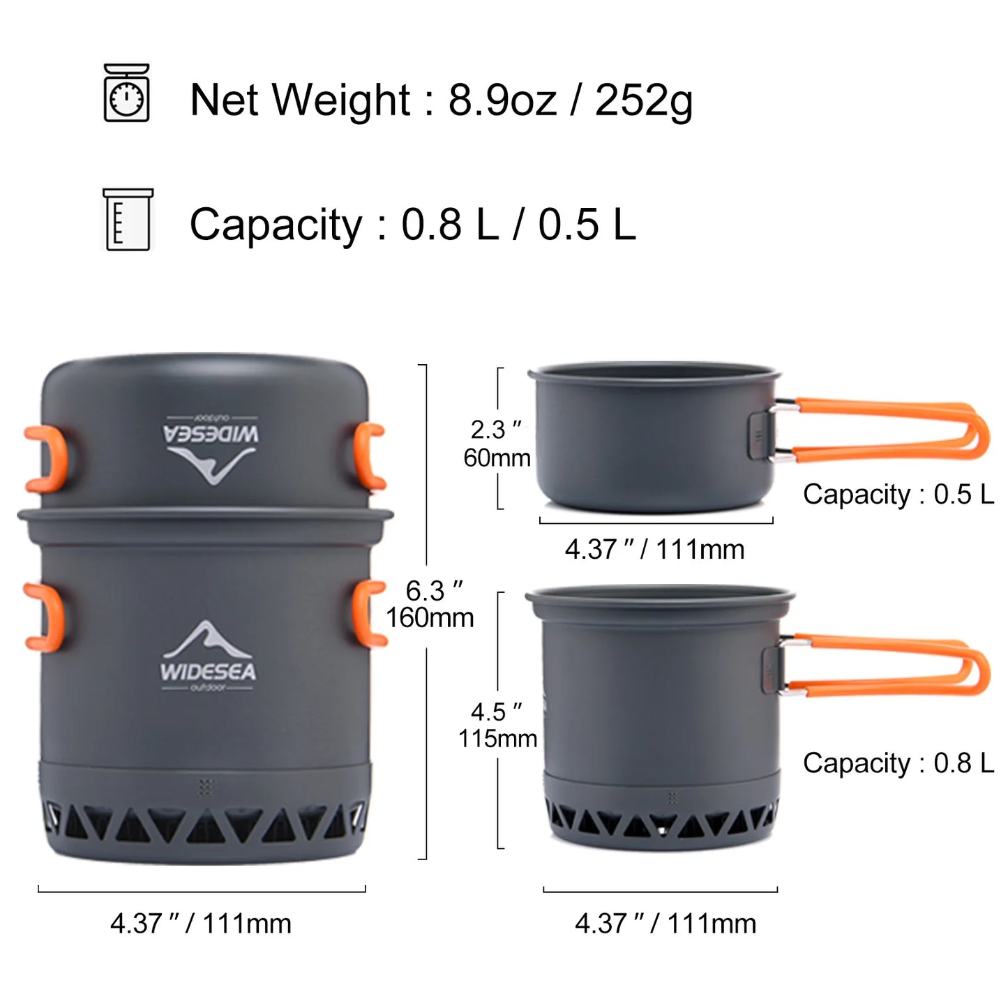 Camping 1.3L 2.3L C Outdoor Cooking Set