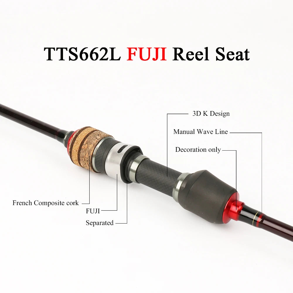 Light 1.98m 6'6'' Baitcasting Casting Fishing Rod