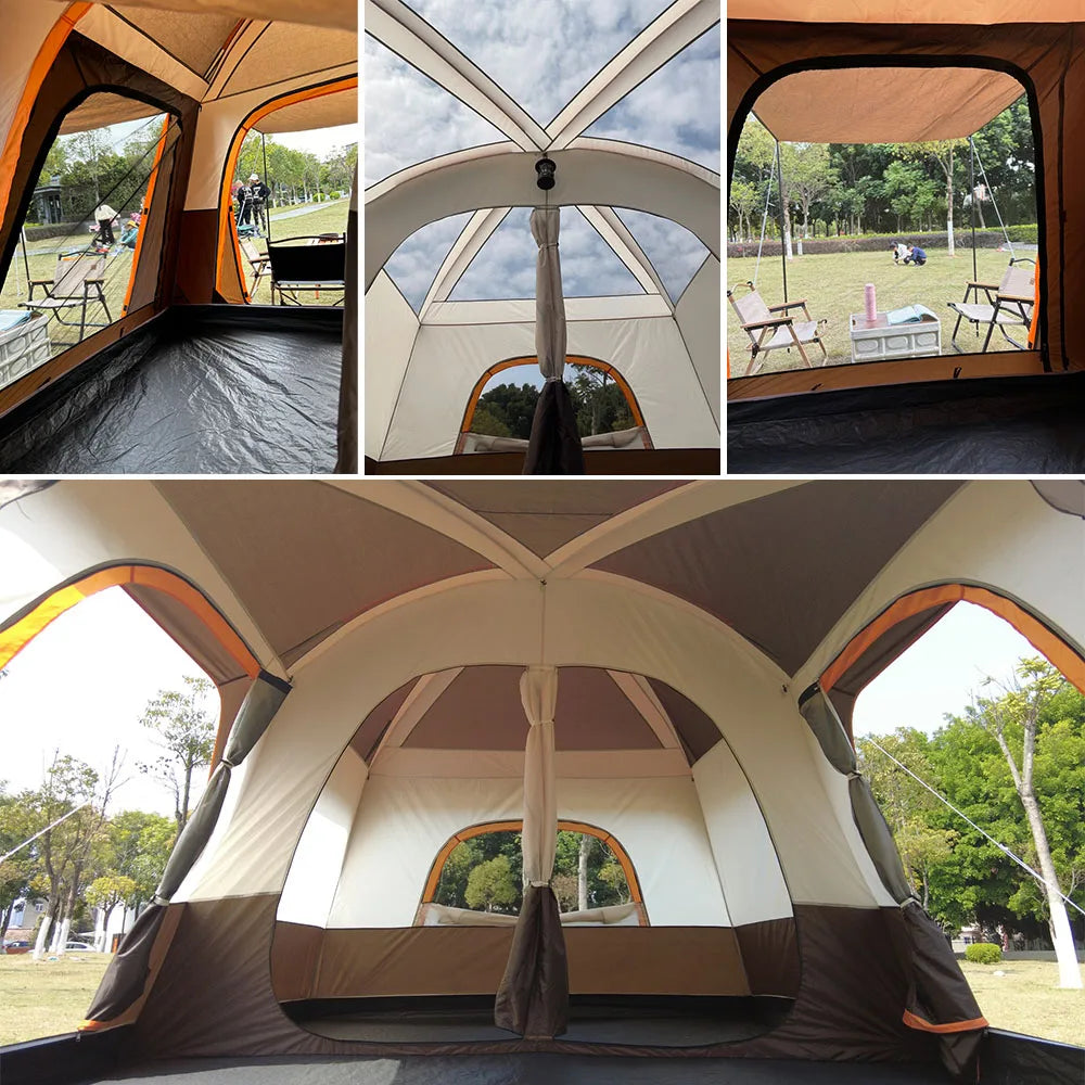 3-12 Person Outdoor Camping Team Tent Oversize 2 Bedrooms