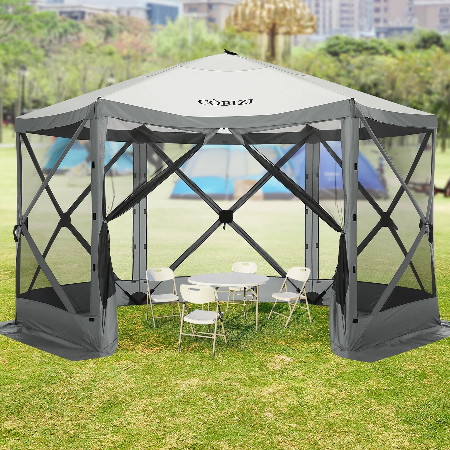 12x12ft Pop up Gazebo Screen House Tent with Mosquito Netting,