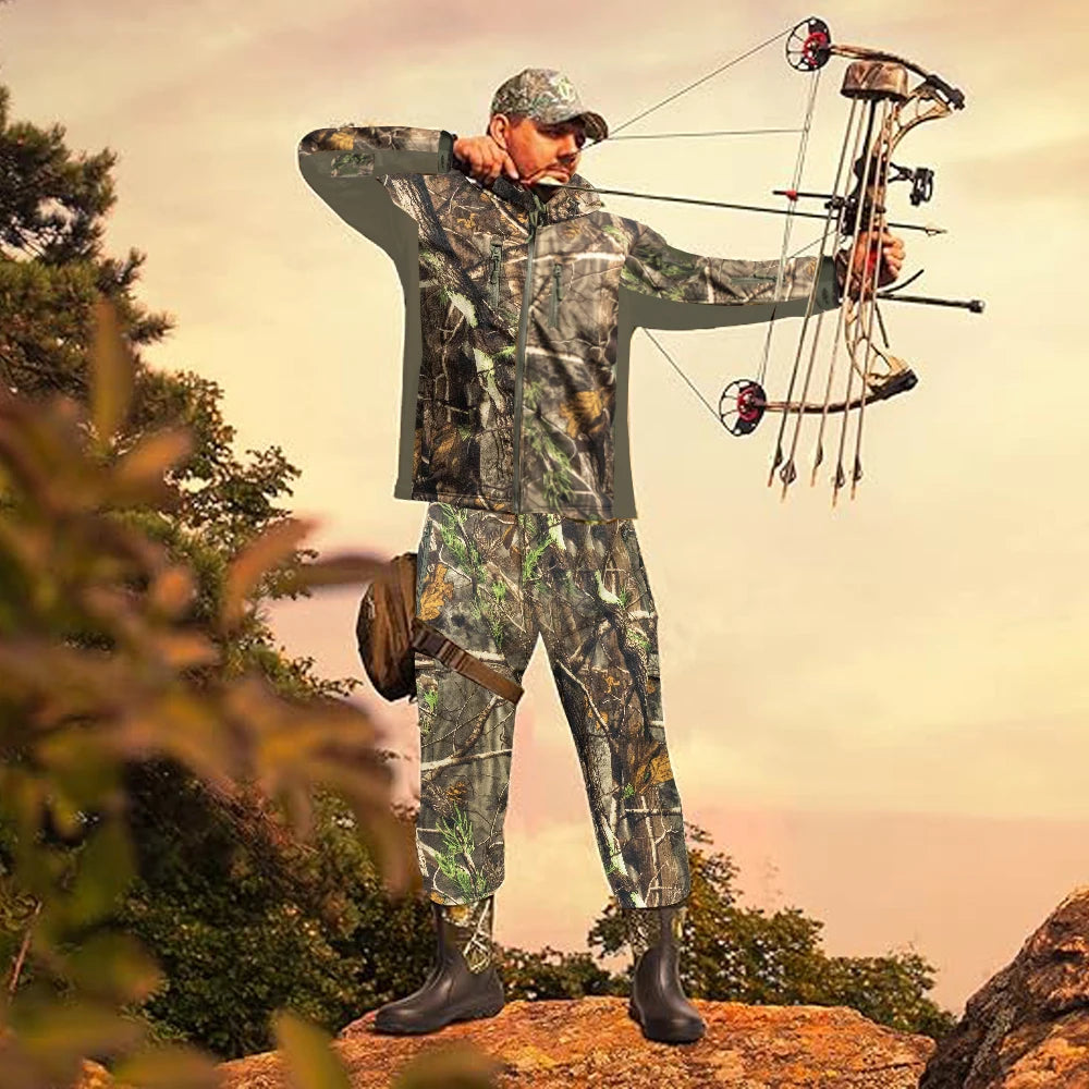 Fleece Lining Water Resistant Silent Hunting Jacket and Pants