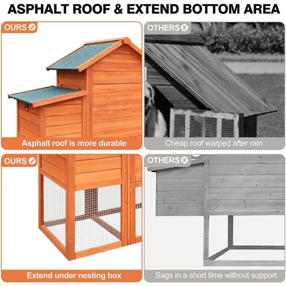 122" Large Chicken Coop Wooden Backyard Hen House