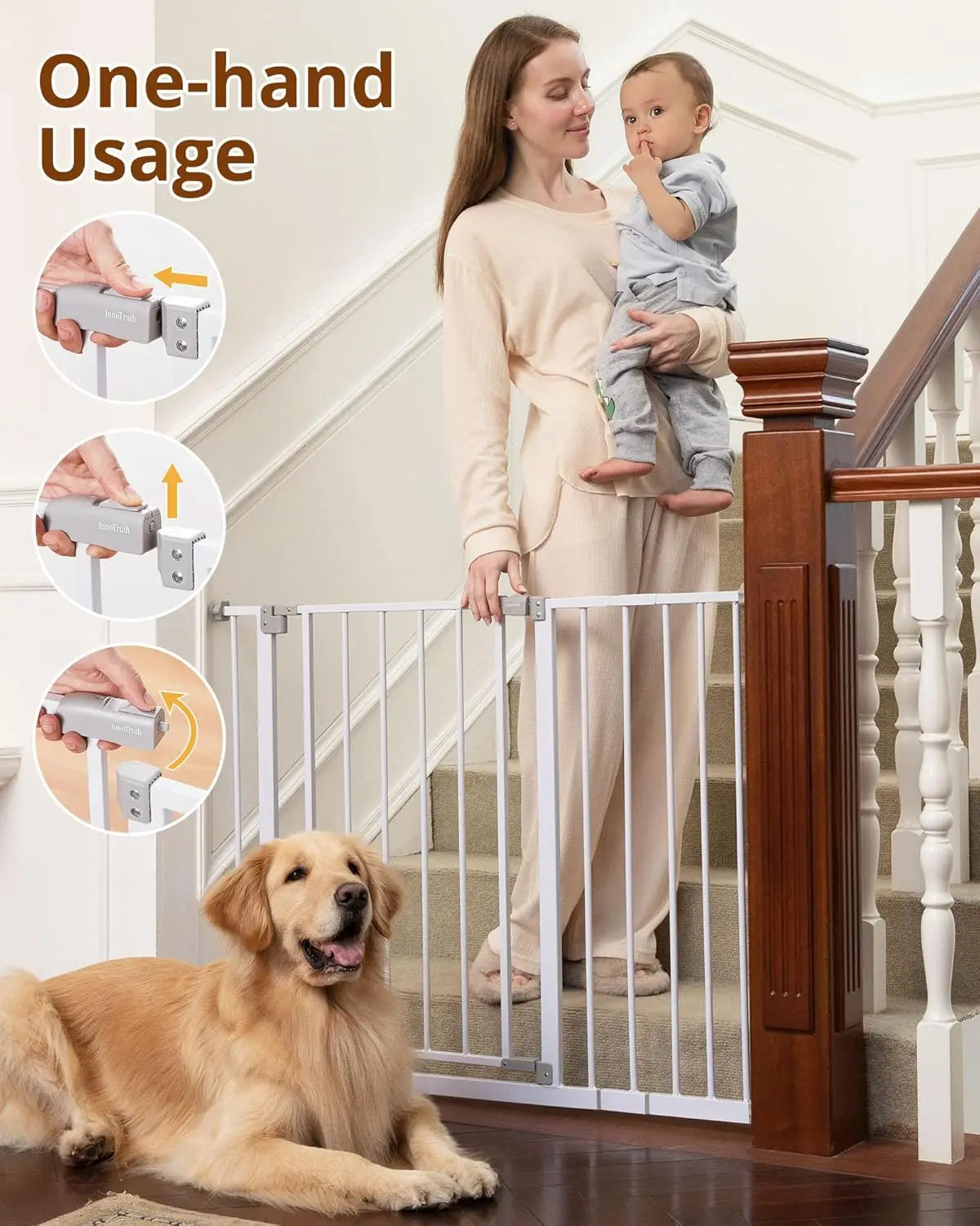 Wide Baby Gate for Stairs & Doorways, 30" Tall