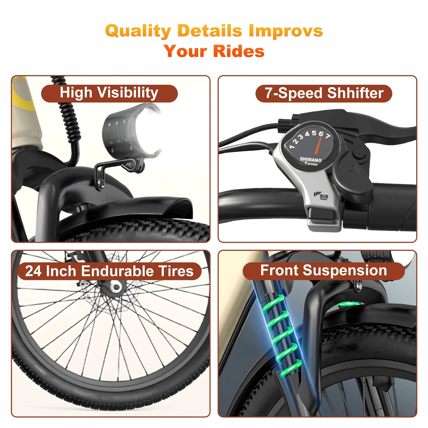 Electric Bike Adults 40Miles 23MPH Electric Mountain Bike