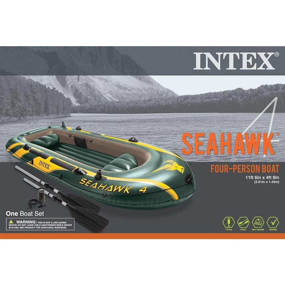 Seahawk Inflatable Boat Aluminum Oars and High-Output Pump