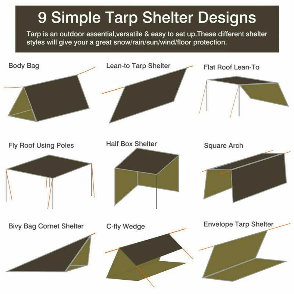 Camping Waterproof Awning Tarp Tent Dark Grey