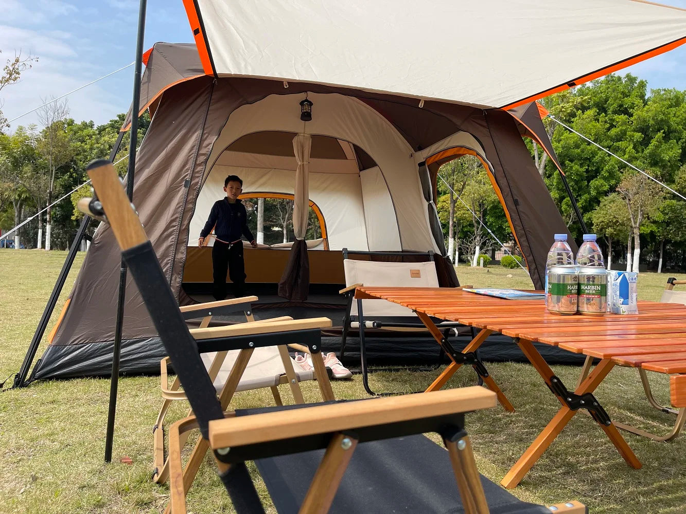 3-12 Person Outdoor Camping Team Tent Oversize 2 Bedrooms
