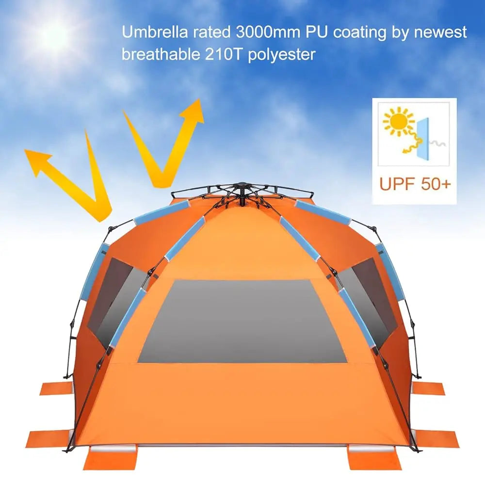 Xx-Large Beach Tent Sun Shelter For 5-6 Person Portable Sun Shade