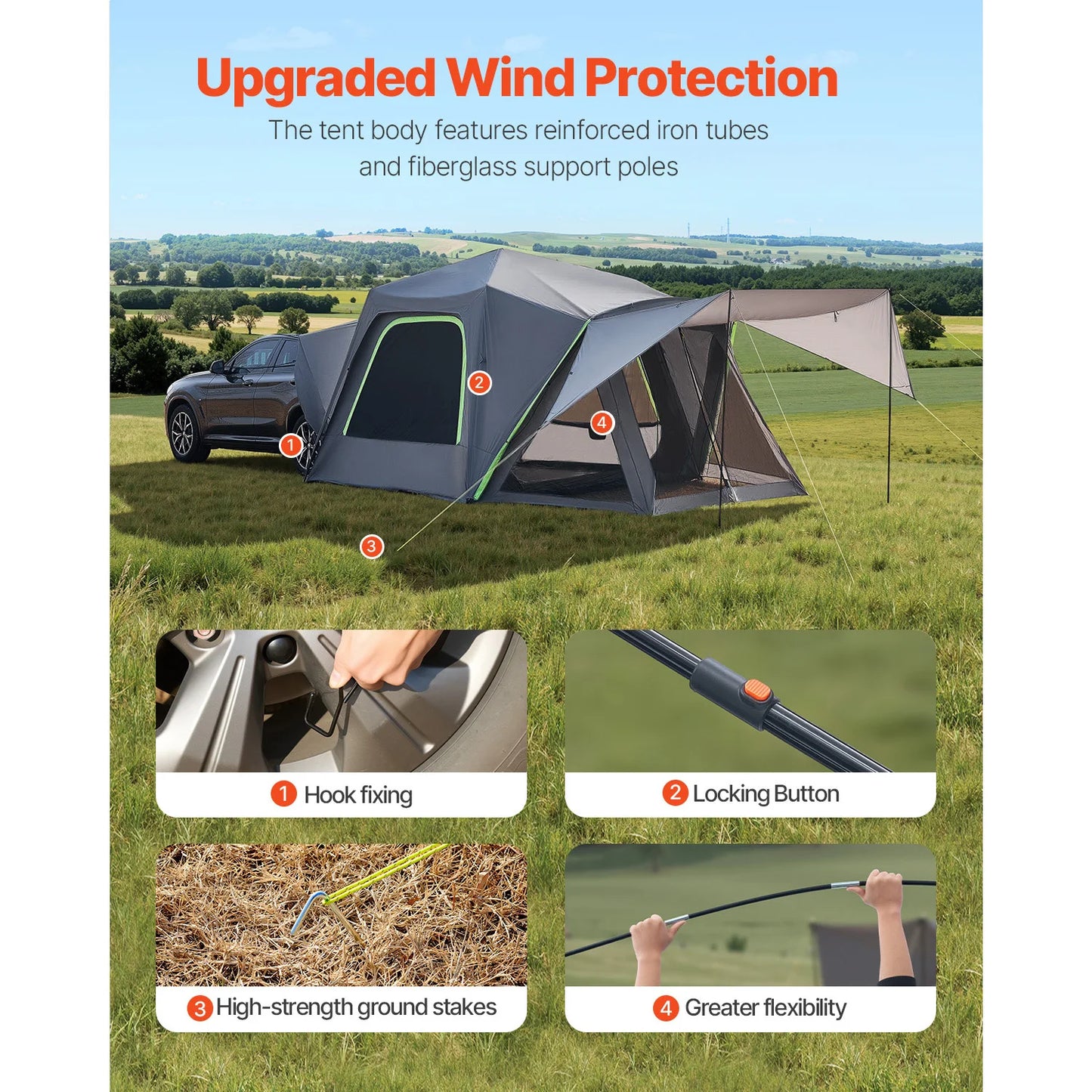 SUV Tent for Camping Waterproof Spacious Double Layer Design