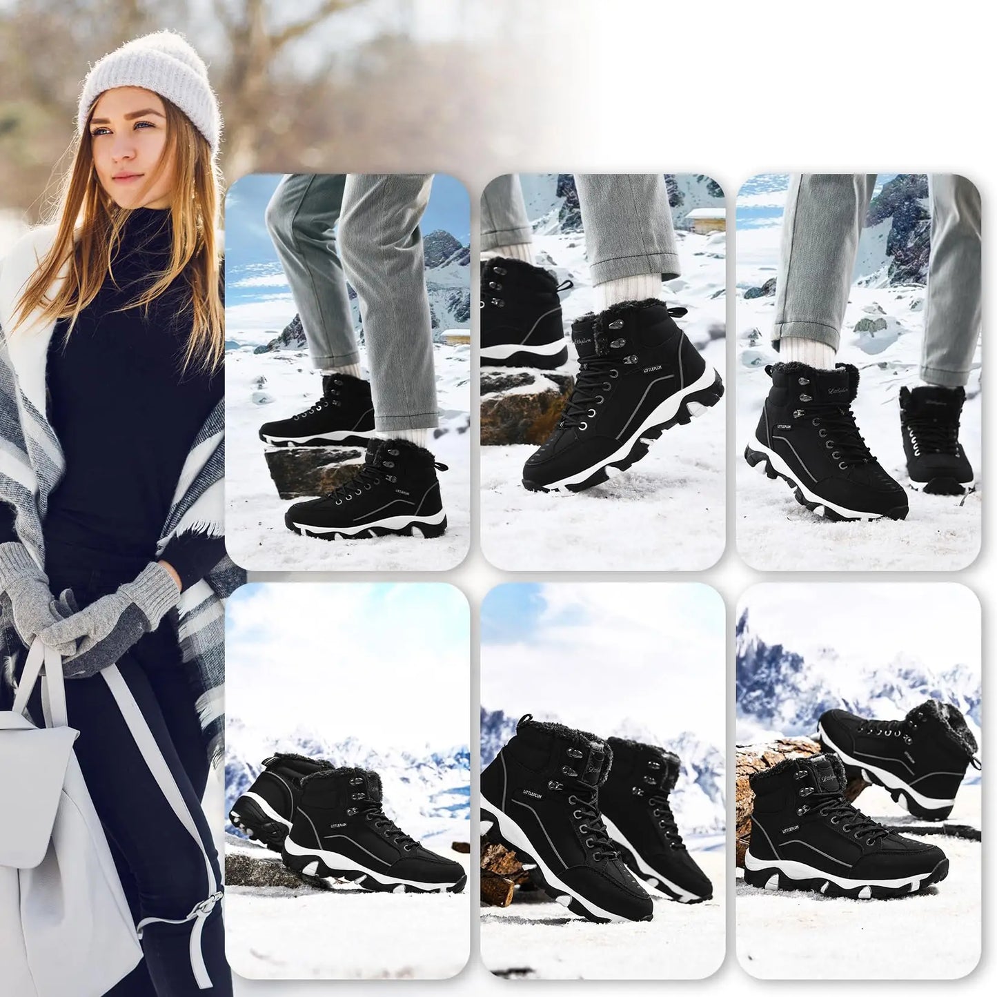 Womens Winter Hiking Boots Waterproof Snow Boots for Outdoor Trekking
