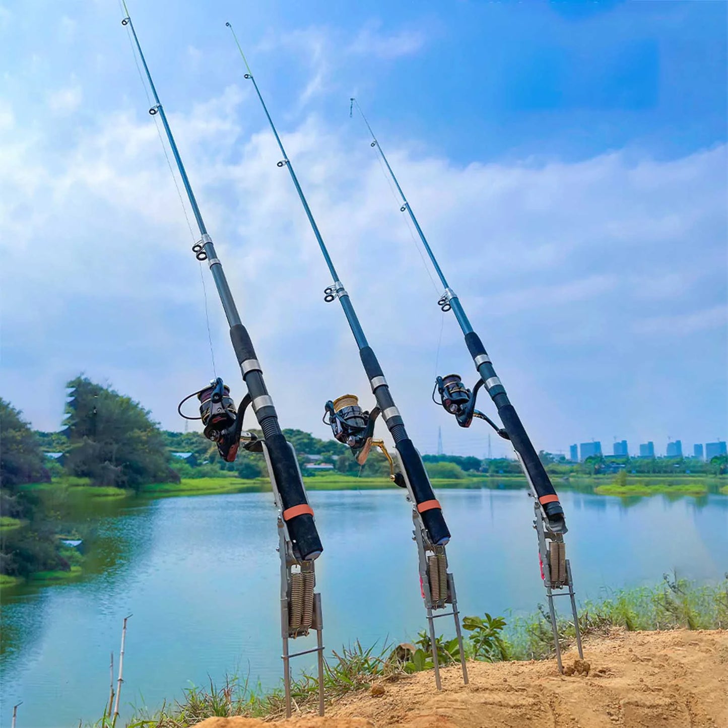 Stainless Steel Fishing Rod Stand Holder Bracket Automatic Spring