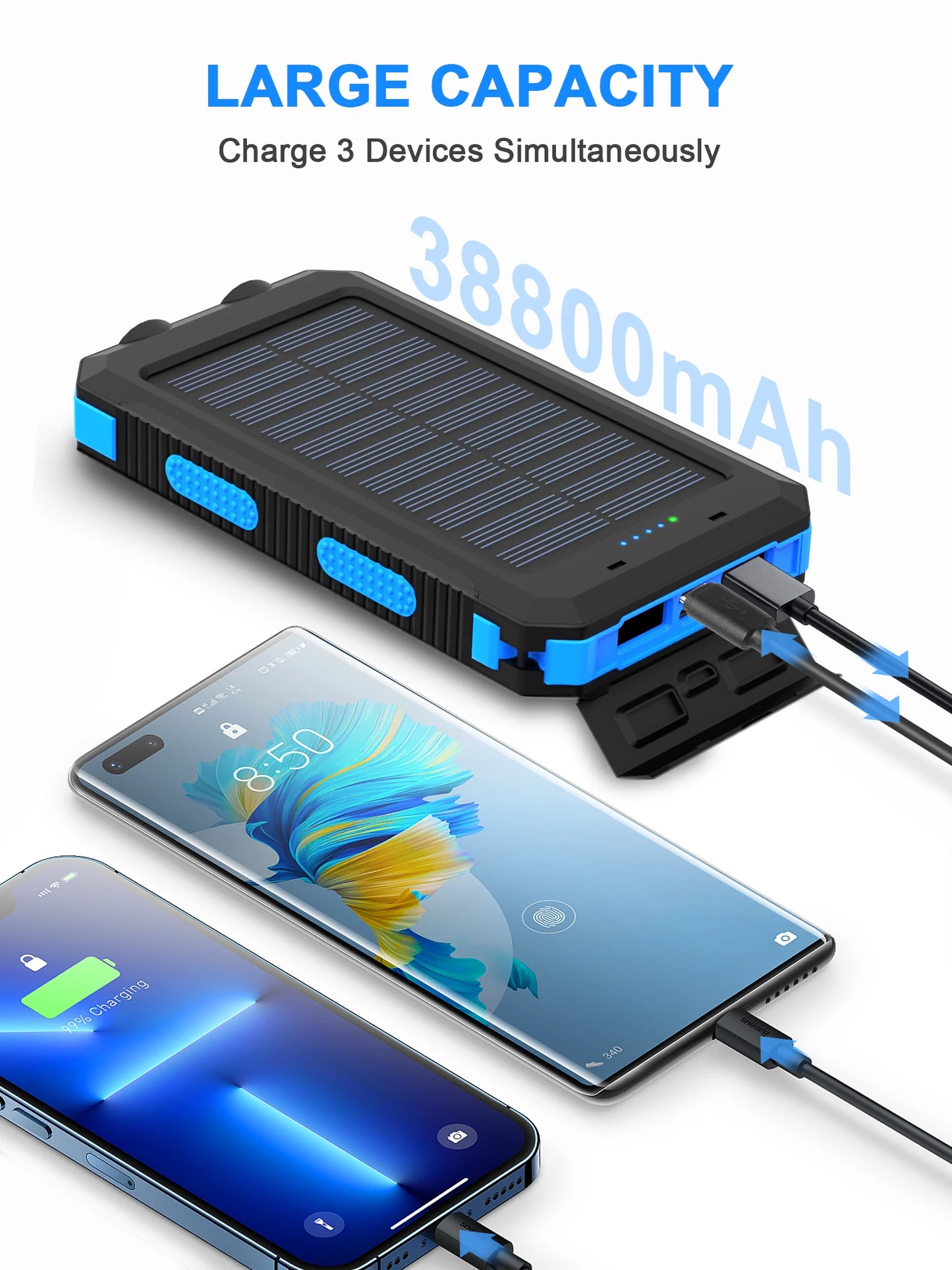 Waterproof Solar Power Bank Outdoor for Mobile Phone Charger