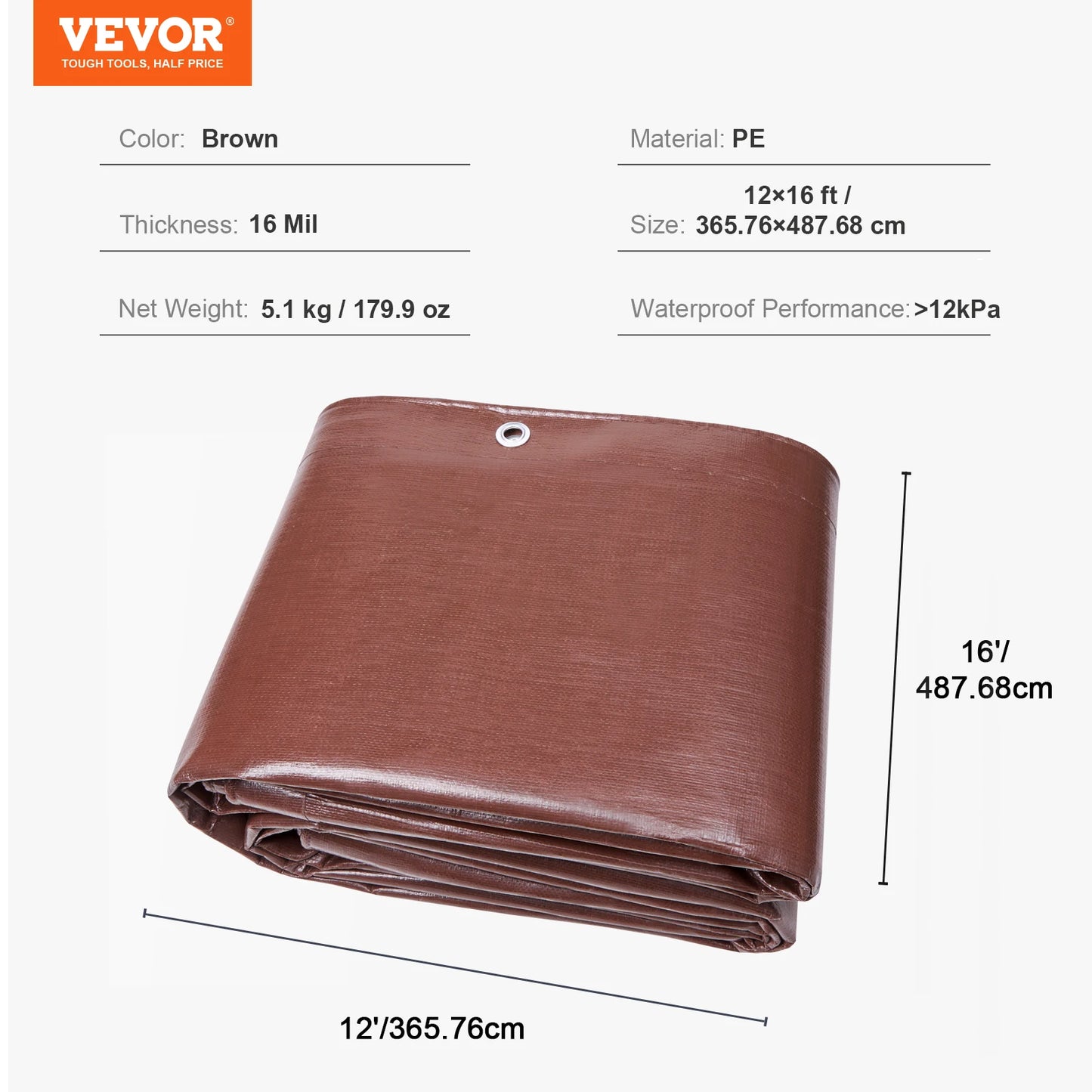 Heavy Duty Tarp 16 Mil Thick Waterproof Tear Proof
