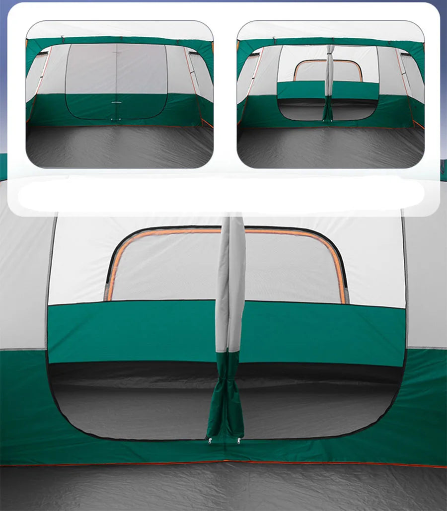 3-12 Person Outdoor Camping Team Tent Oversize 2 Bedrooms