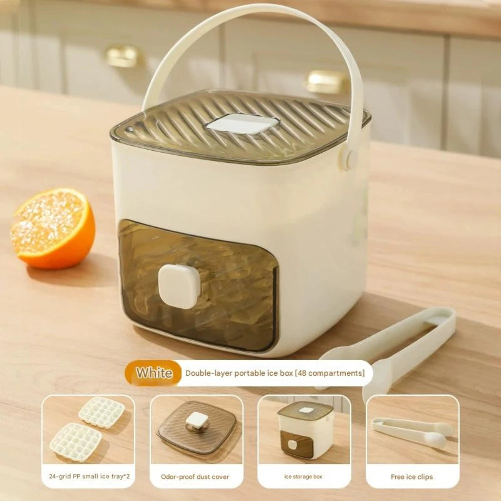 Double Layer Ice Cube Tray, Easy-Press Lid, Food-Grade Whiskey Mold