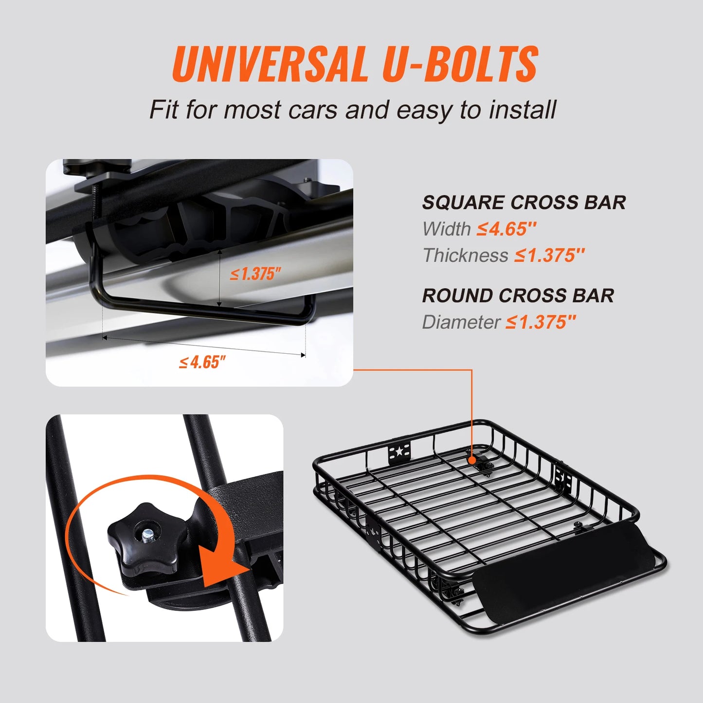 Roof Rack Cargo Basket 46"x36"x4.5" / 51"x36"x5" Rooftop Cargo