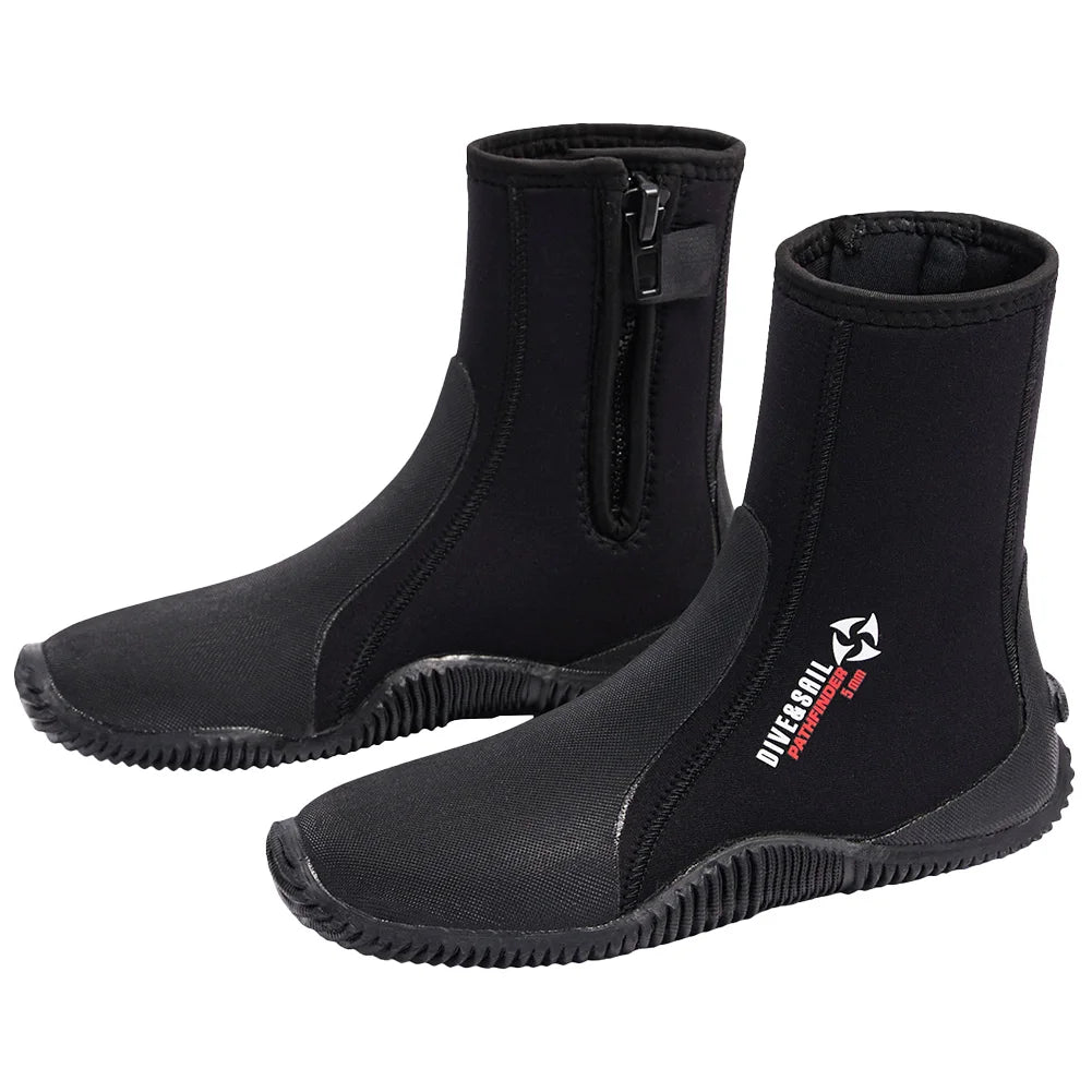 Neoprene Diving Boots Zipper Dive Boots Anti-Slip 5mmfor Diving Snorkeling Surfing