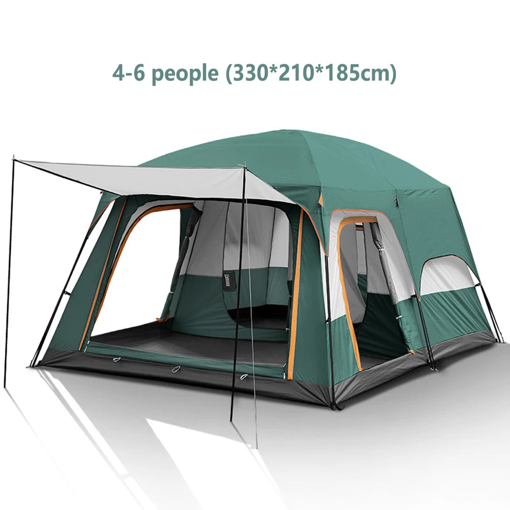 3-12 Person Outdoor Camping Team Tent Oversize 2 Bedrooms