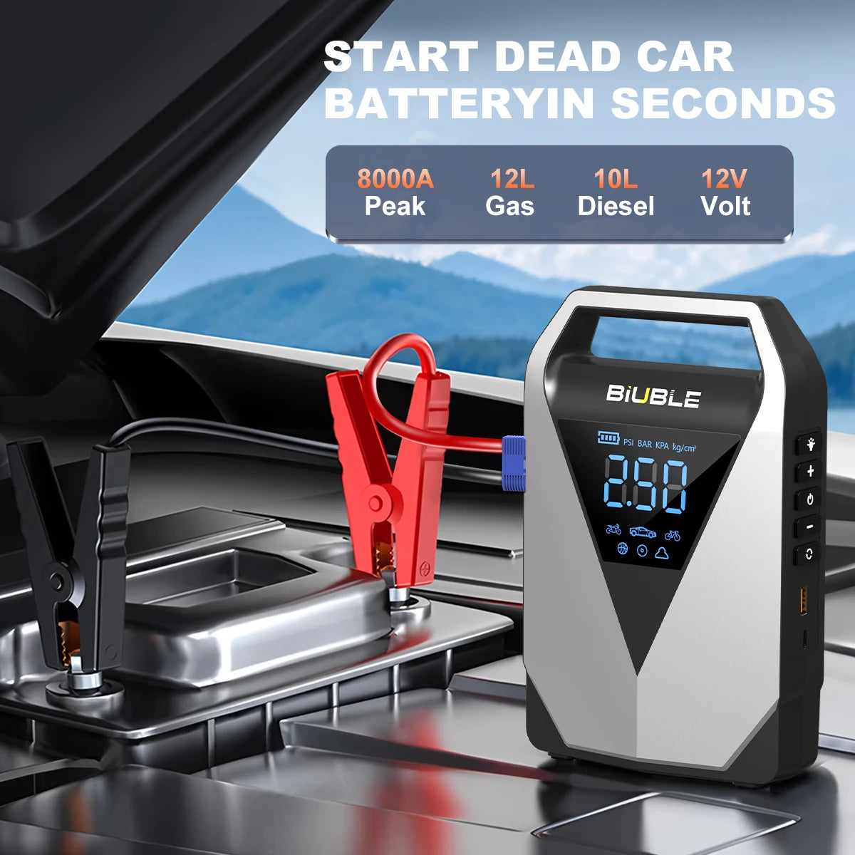 4 In 1 Car Jump Starter Air Pump 150PSI Air Compressor
