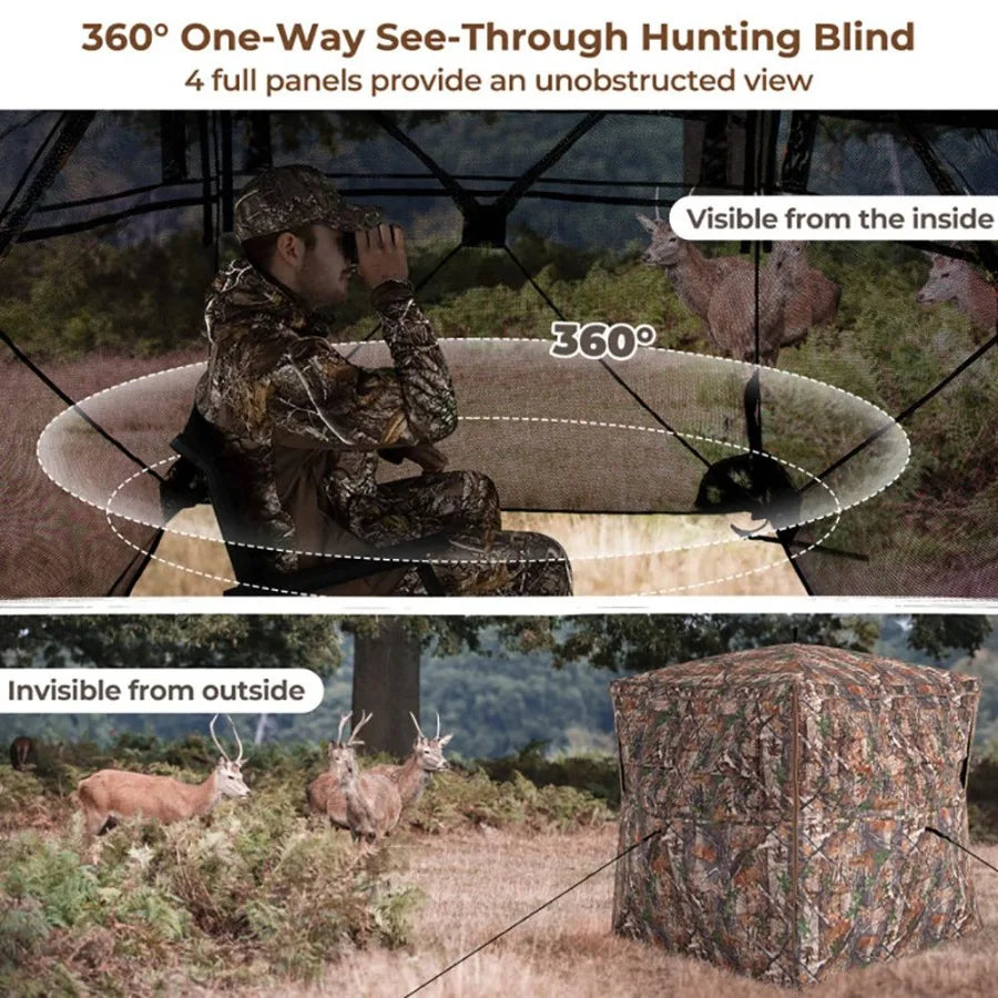 Hunting Blind 360 Degree SeeThrough OneWay View Outdoor