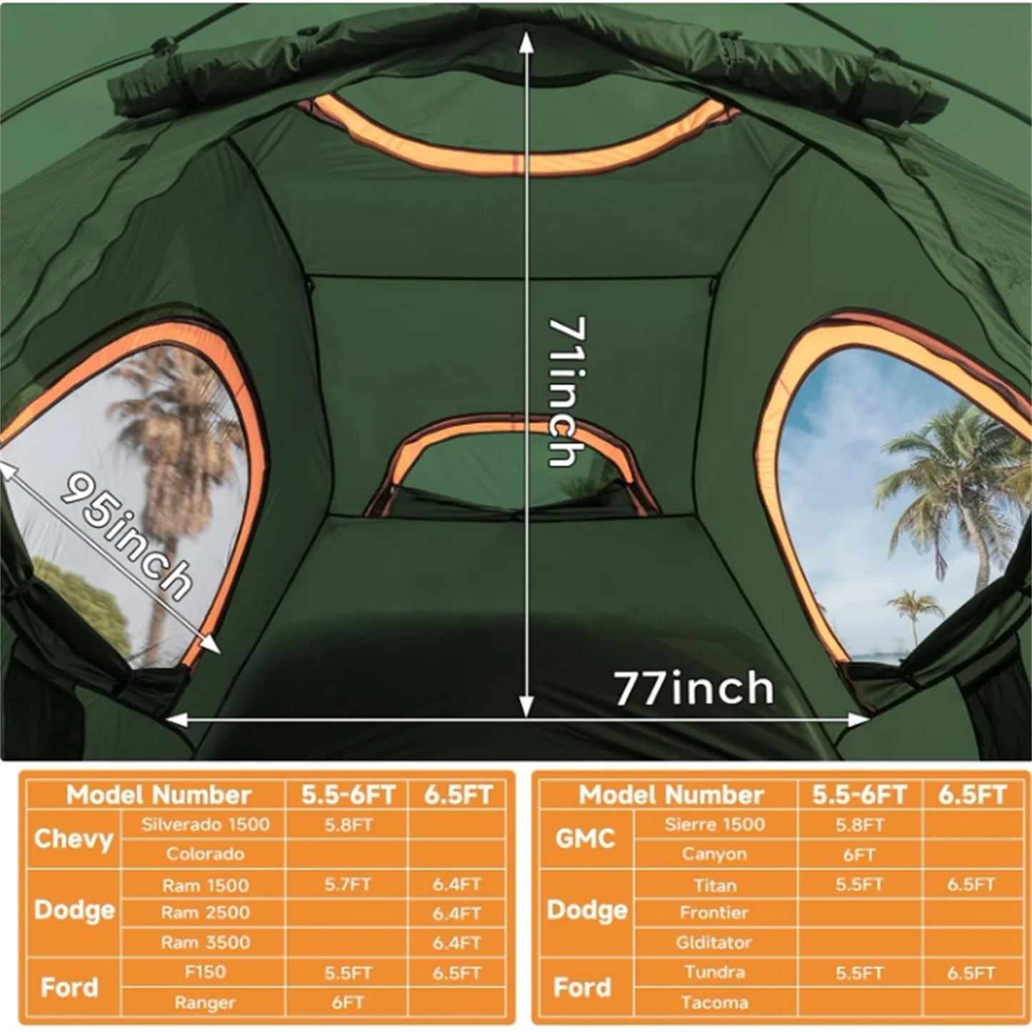 Umbrauto Truck Bed Tent Truck Tent Easy Setup for Camping, 3000mm Waterproof Pickup Truck Tent for 2 Person with Doub