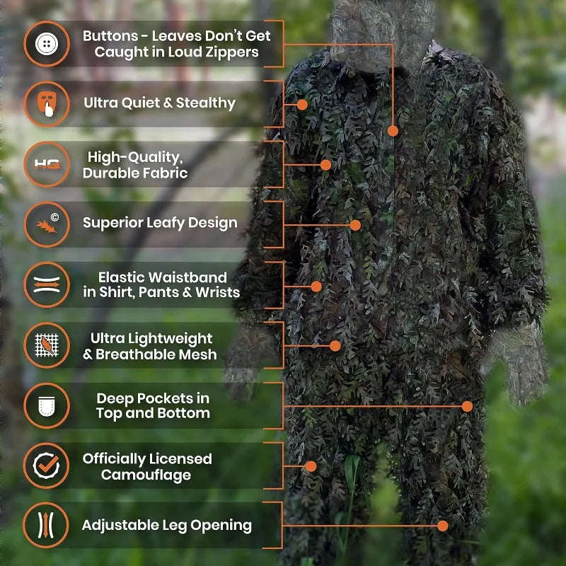 3D Leafy Camo Suit in Mossy Oak and Realtree Camo, for Turkey Hunting