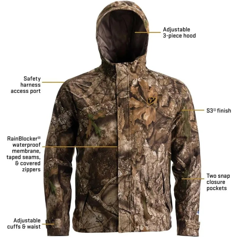 SCENTBLOCKER Men's Lightweight Breathable Waterproof Camo Rain Jacket