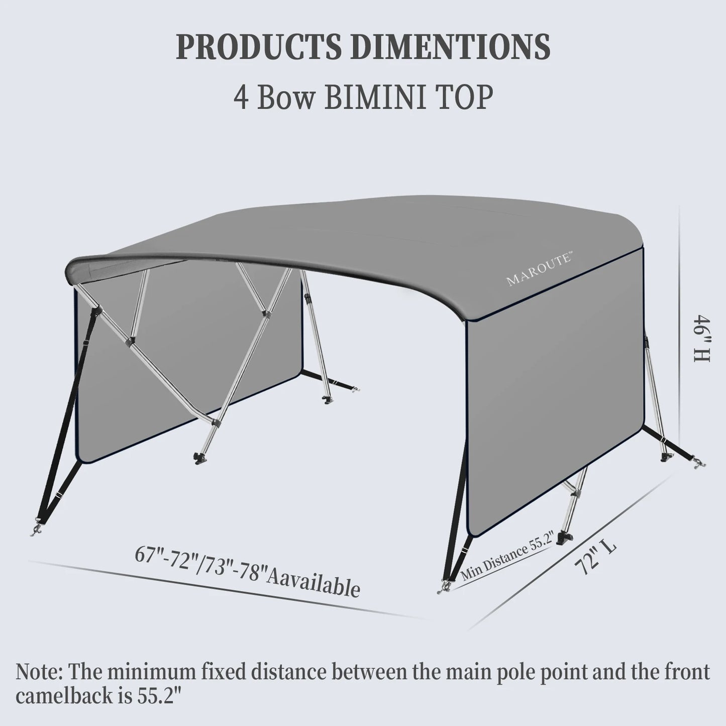 Top Boat Cover with Aluminum Alloy Frame 600D Marine Grade Fabric