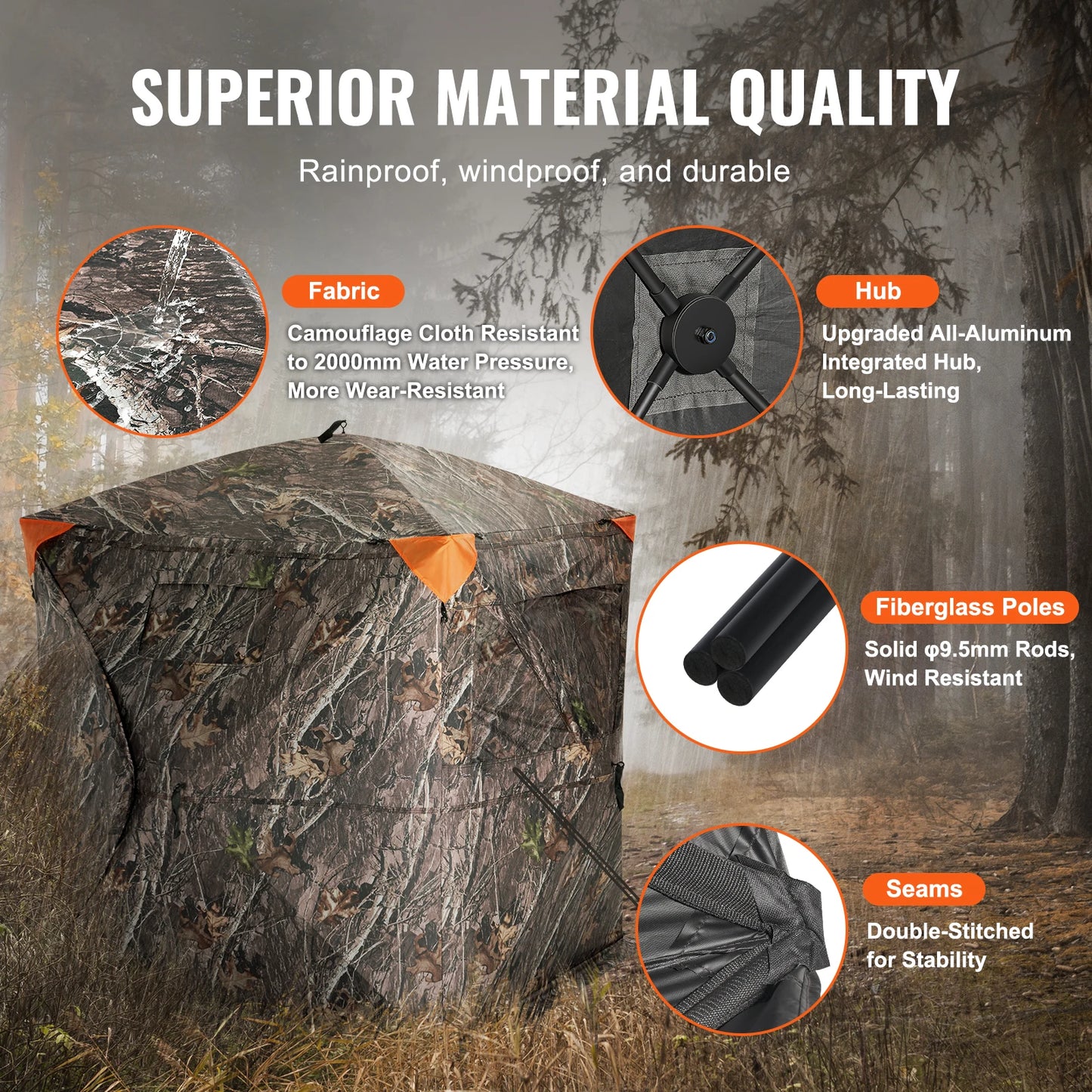 Hunting Blind, 270° See Through Ground Blind, 2-3 Person