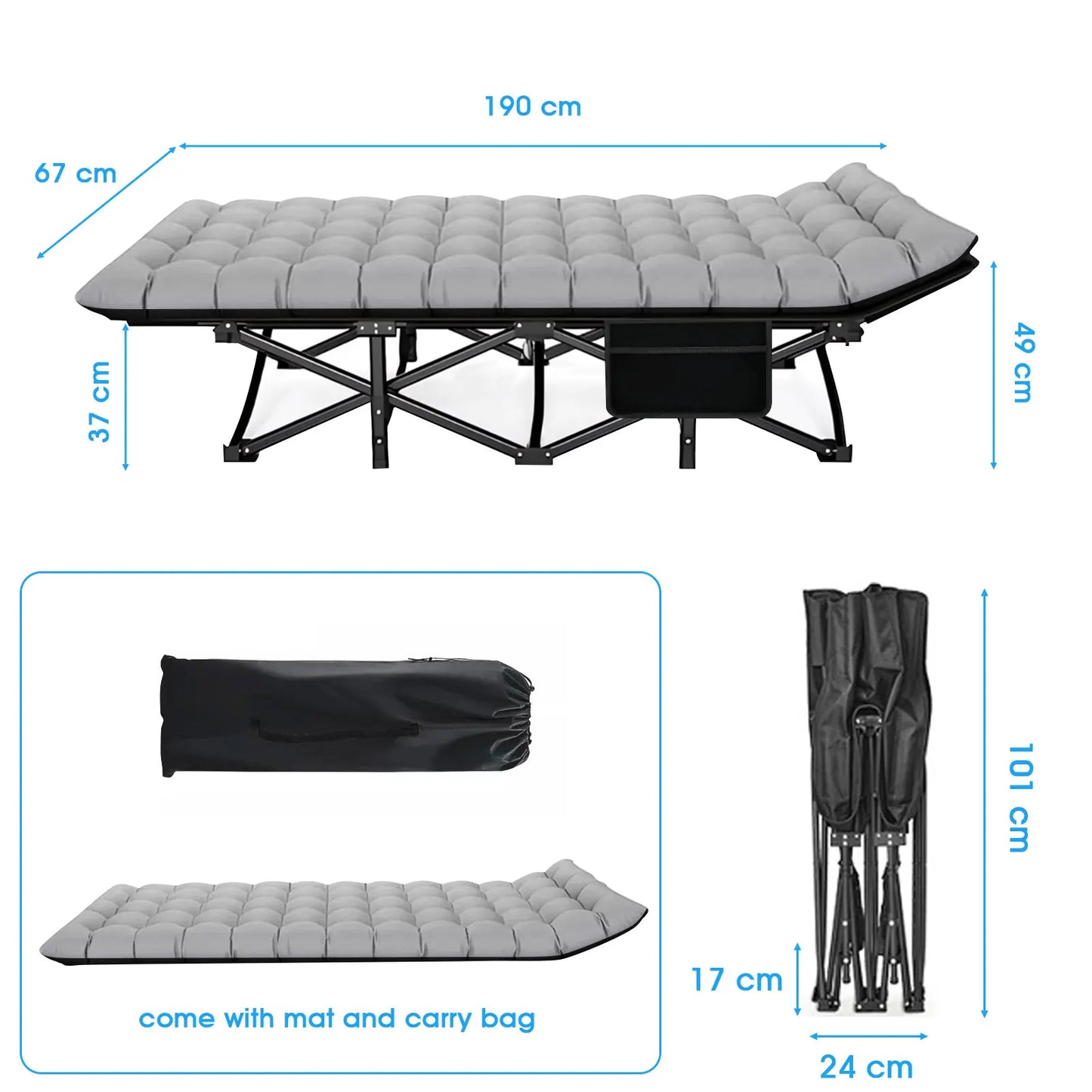Folding Camping Cot Camp Cots Portable Heavy Duty