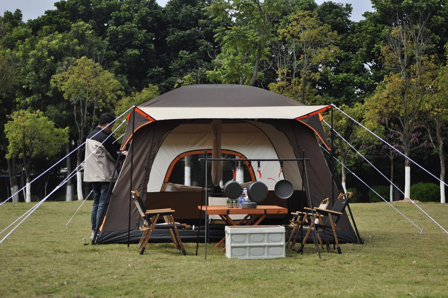 3-12 Person Outdoor Camping Team Tent Oversize 2 Bedrooms