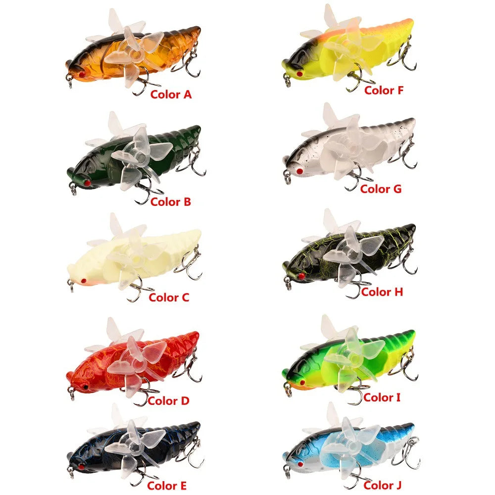 1 PC Popper Spin Fishing Lure Floating Artificial Spinning Baits