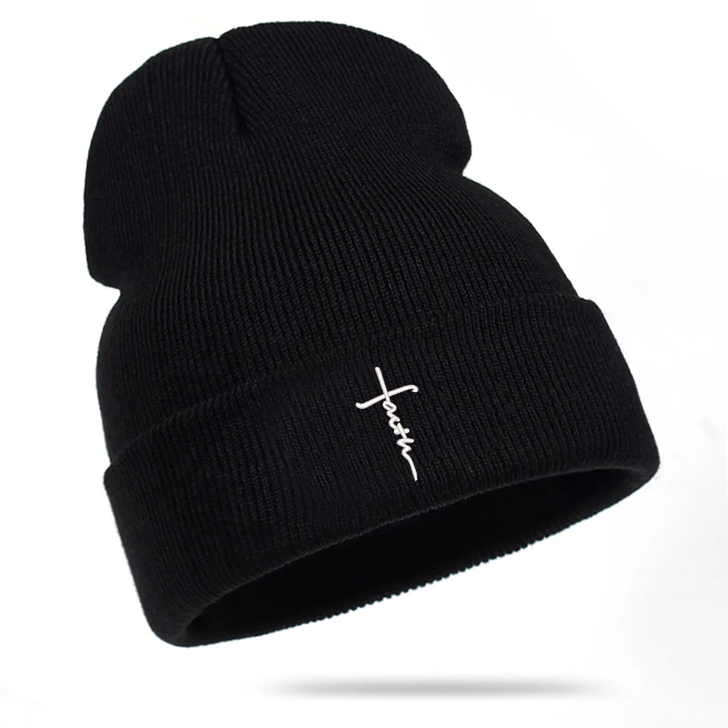 Winter Cold Hat Cross Embroidered Knitted Hat for Men and Women