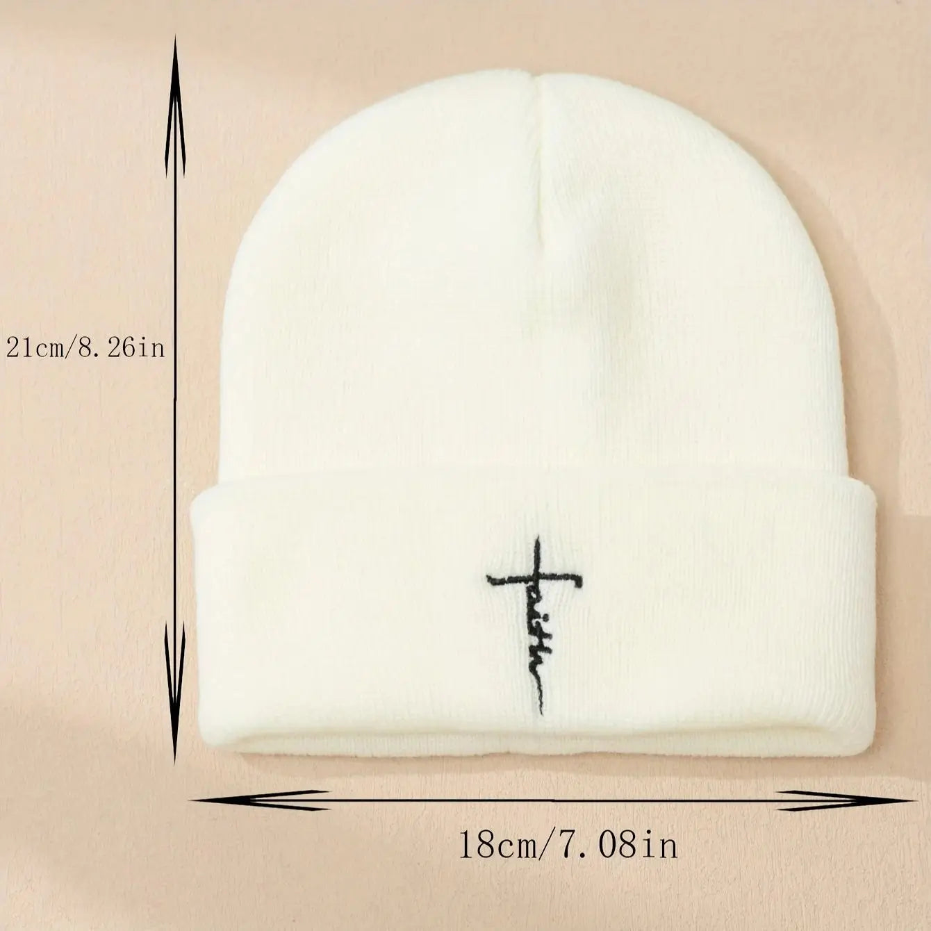 Winter Cold Hat Cross Embroidered Knitted Hat for Men and Women