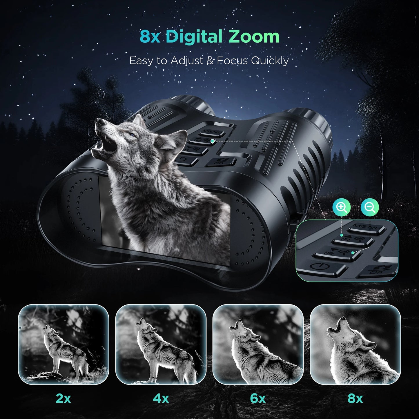 Rechargeable NightVision Telescope 4K UHD Infrared Telescope Camera Binocular
