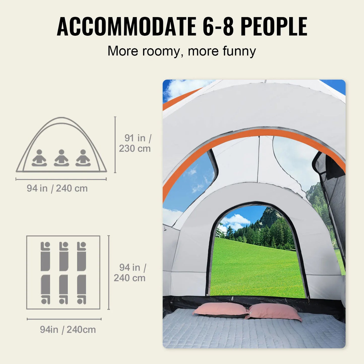 SUV Camping Tent 8'-8' for Camping with Rain Layer