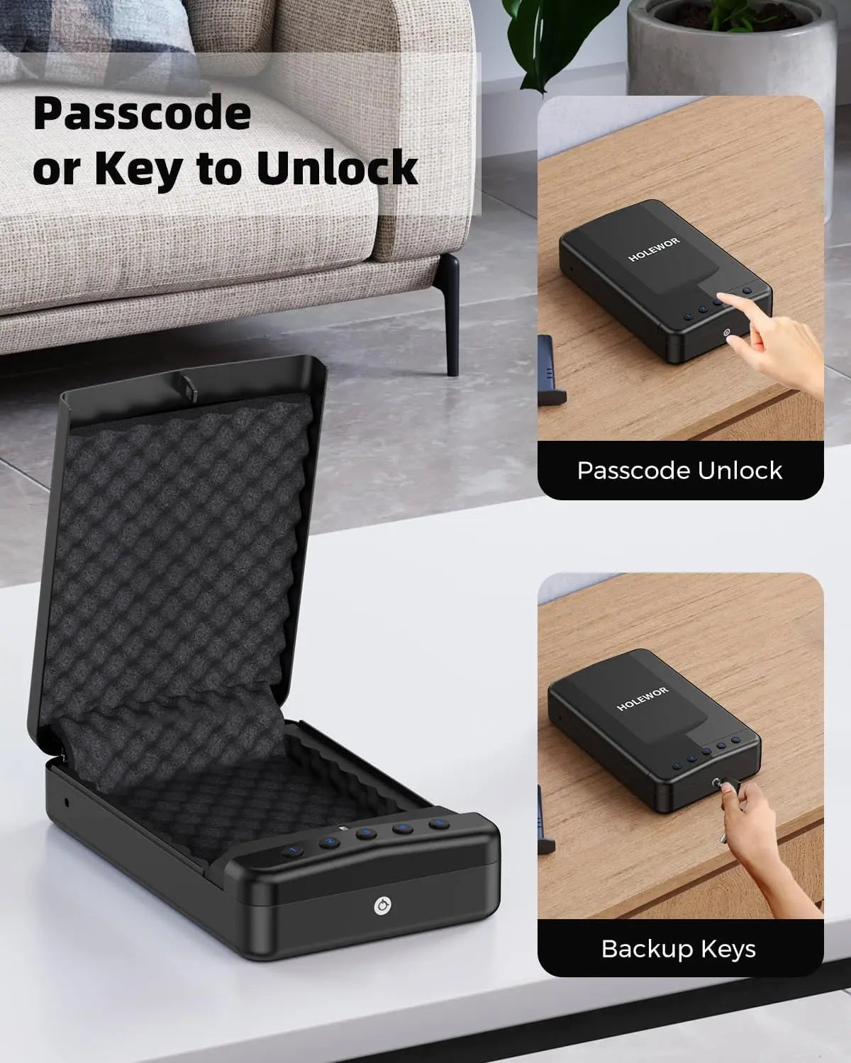 Pistol Safe Car Handgun Portable Keypad Gun Lock Box