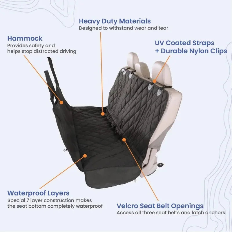 Dog Backseat Cover for Cars, SUVs, and Trucks – Waterproof Layers