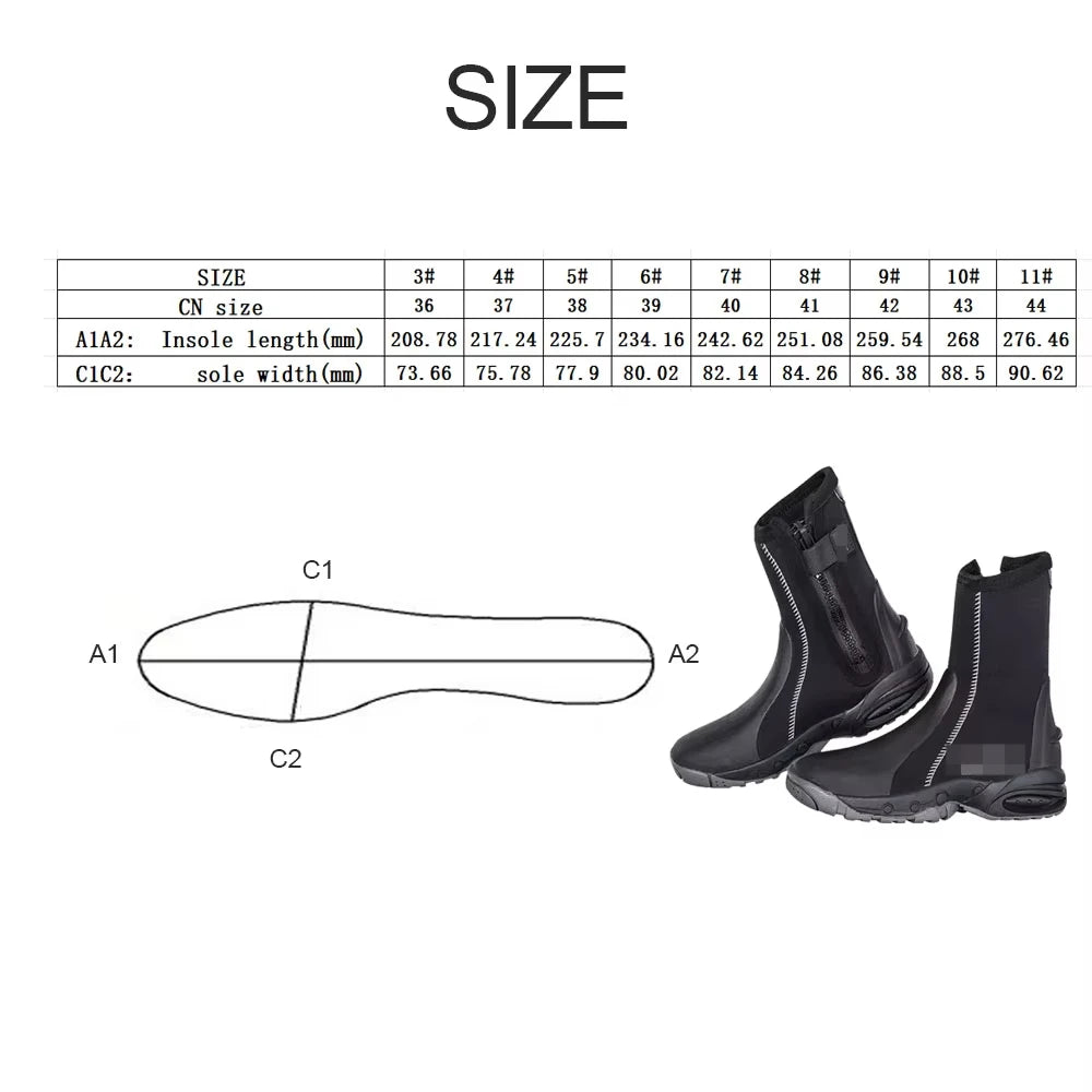 5mm Neoprene Dive Boots Wetsuit Side Zipper Men Women Snorkeling Scuba Diving Shoes