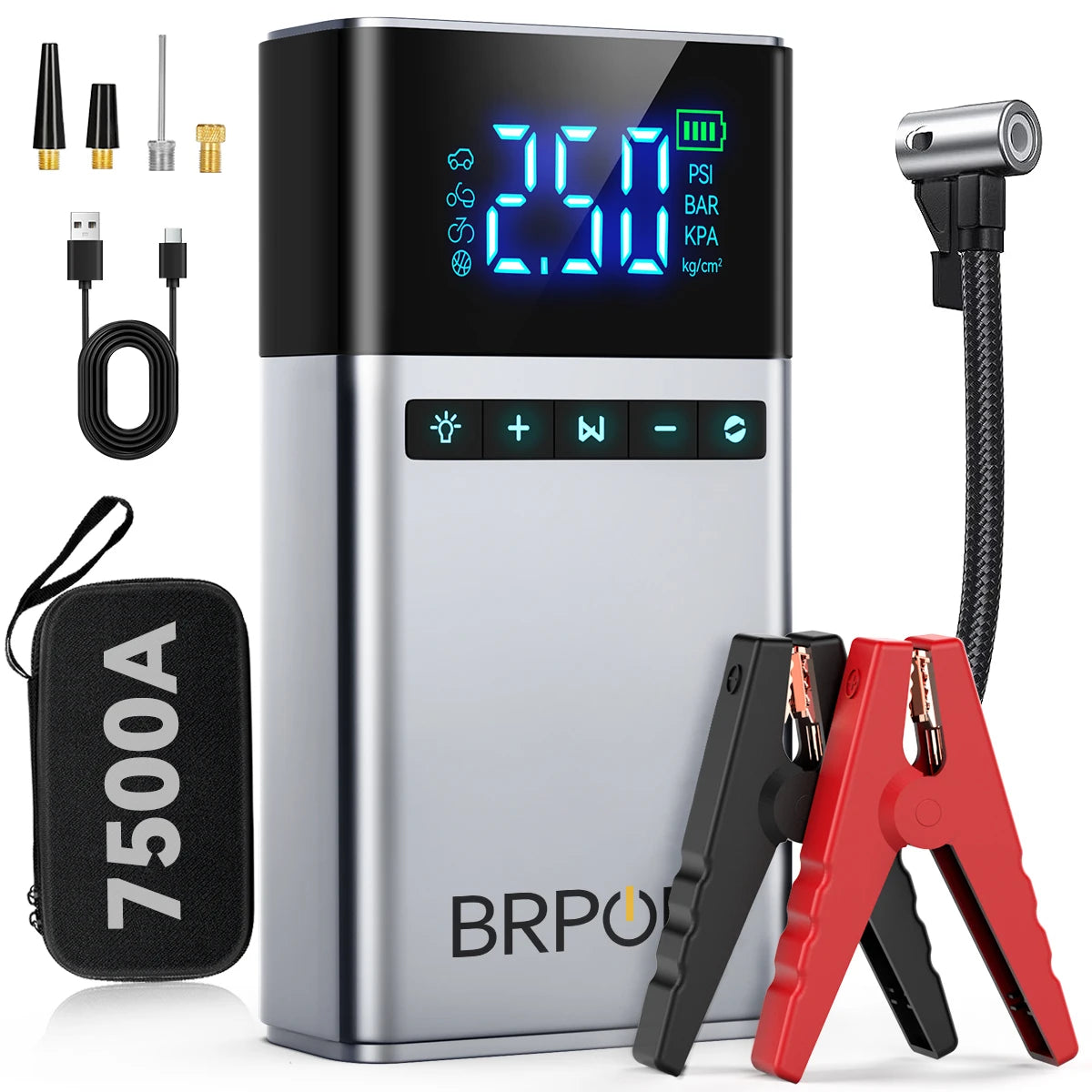 Car Jump Starter Air Pump 4 in 1 Portable Air Compressor