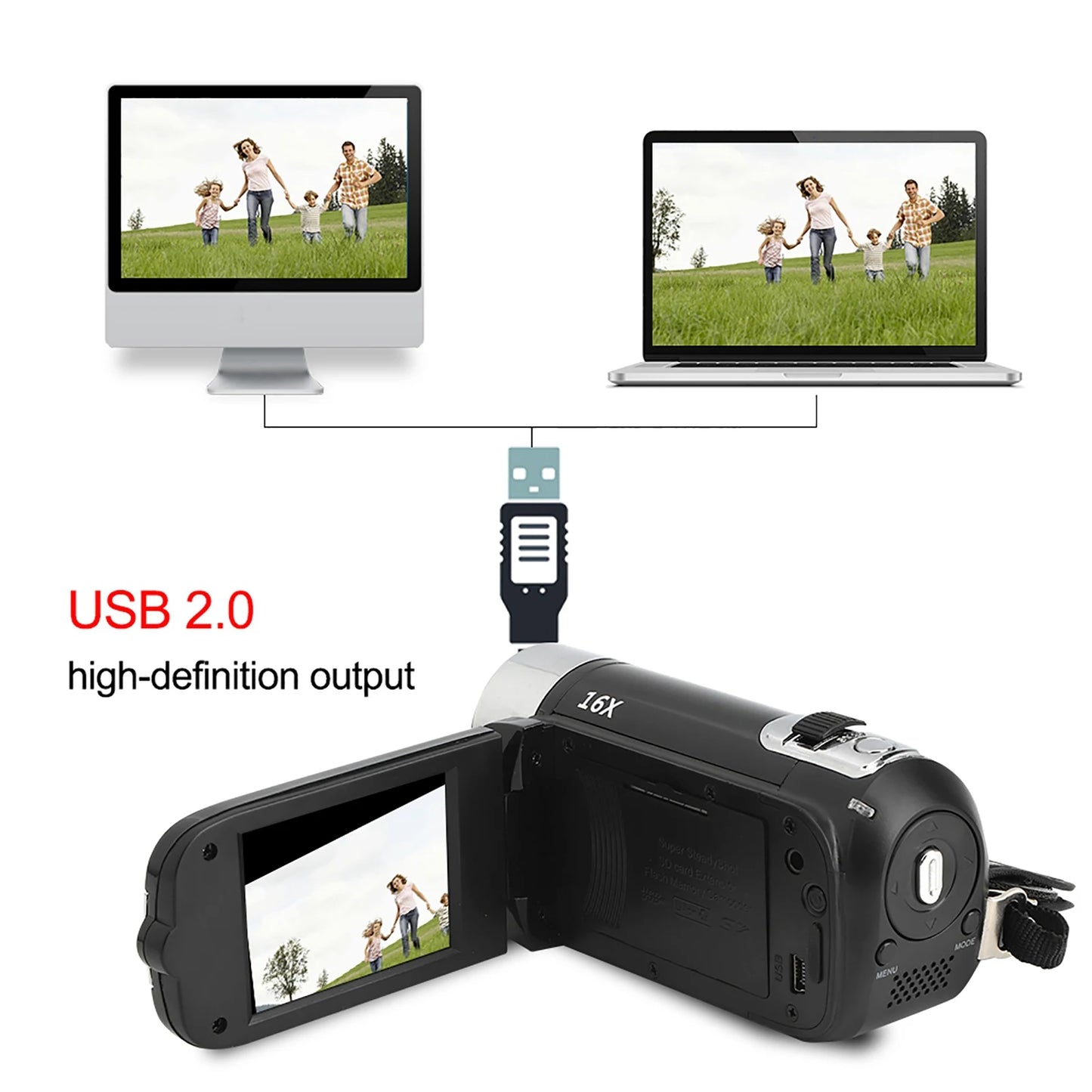 Digital Zoom 2.7 Inch Colourful Display Screen Image Video Shooting Camcorder