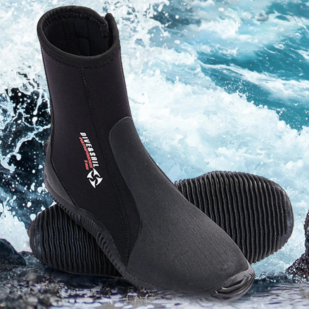 Neoprene Diving Boots Zipper Dive Boots Anti-Slip 5mmfor Diving Snorkeling Surfing