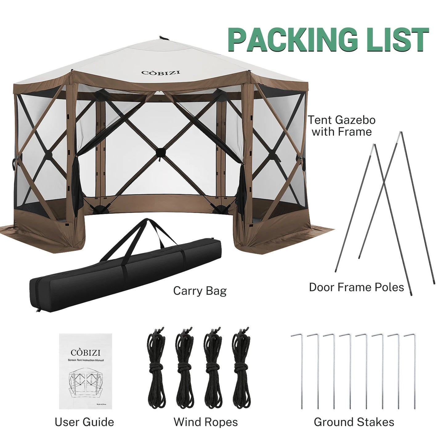 12x12ft Pop up Gazebo Screen House Tent with Mosquito Netting,