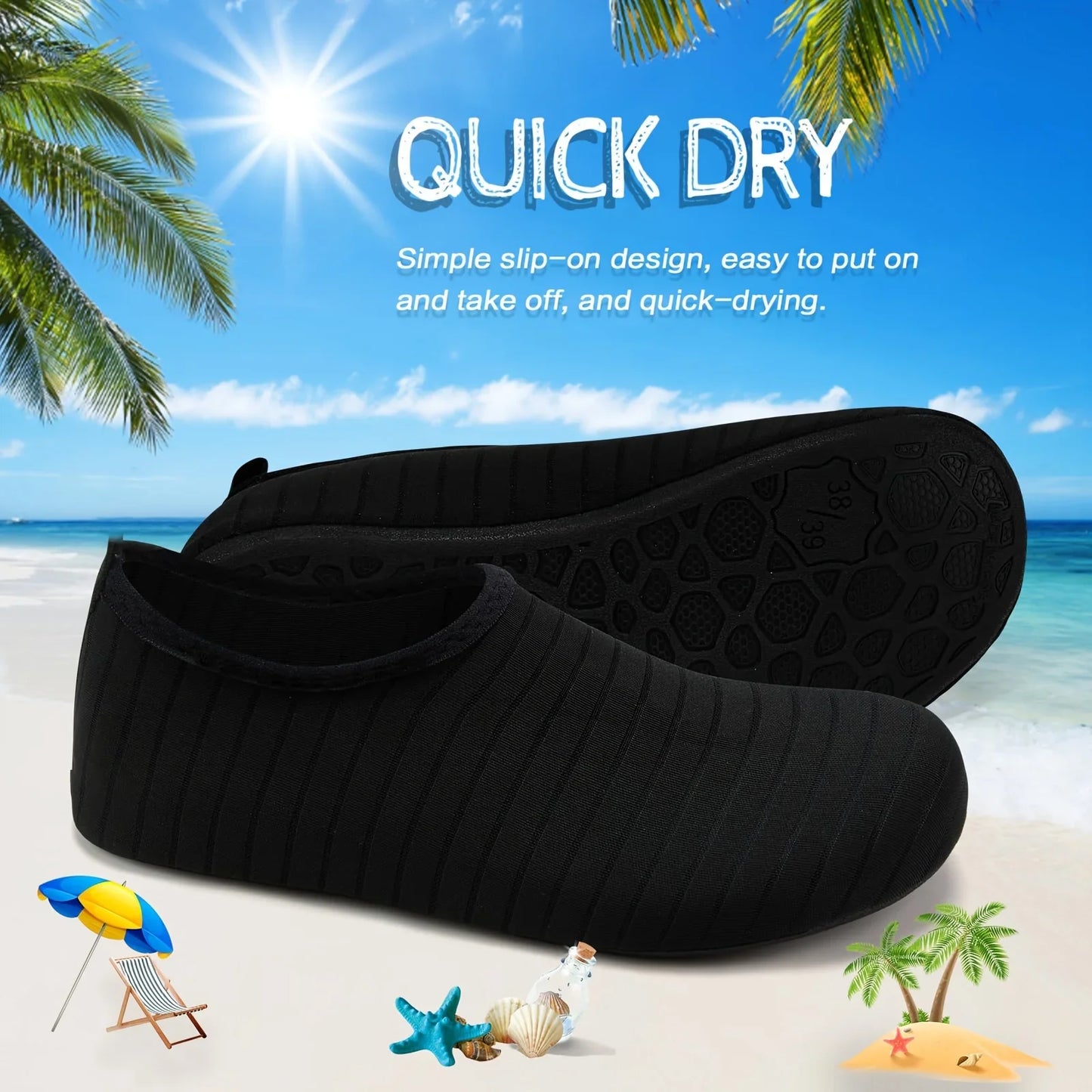 1 Pair Water Shoes Women Barefoot Men Beach Swim Water Sports Shoes