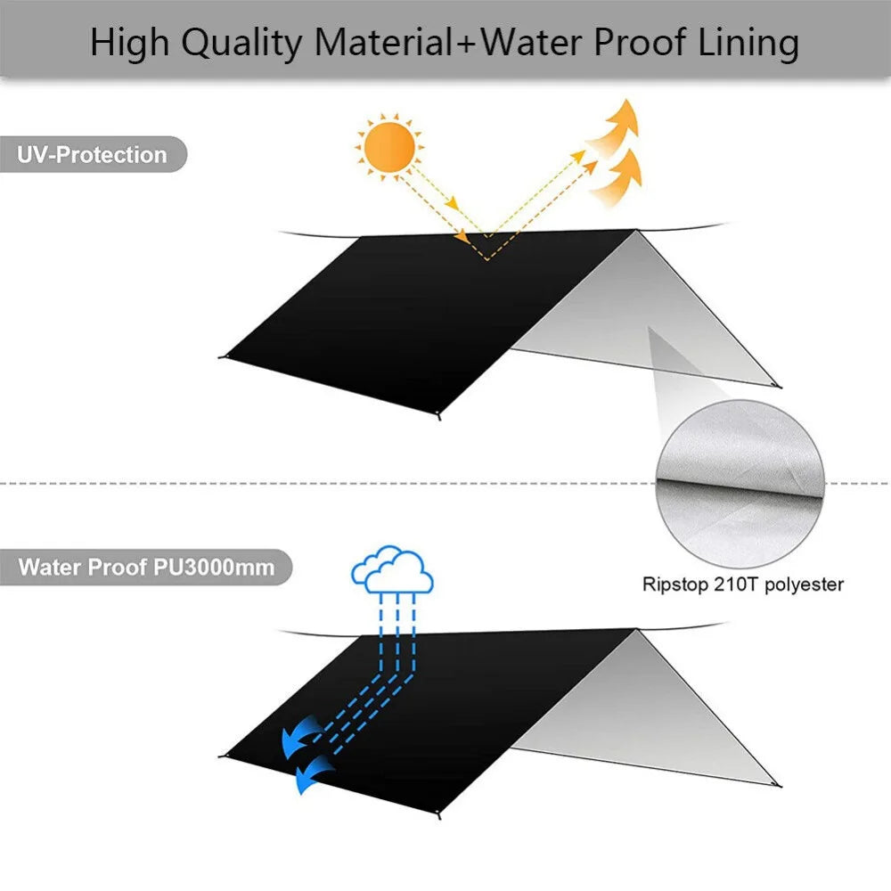 Camping Waterproof Awning Tarp Tent Dark Grey
