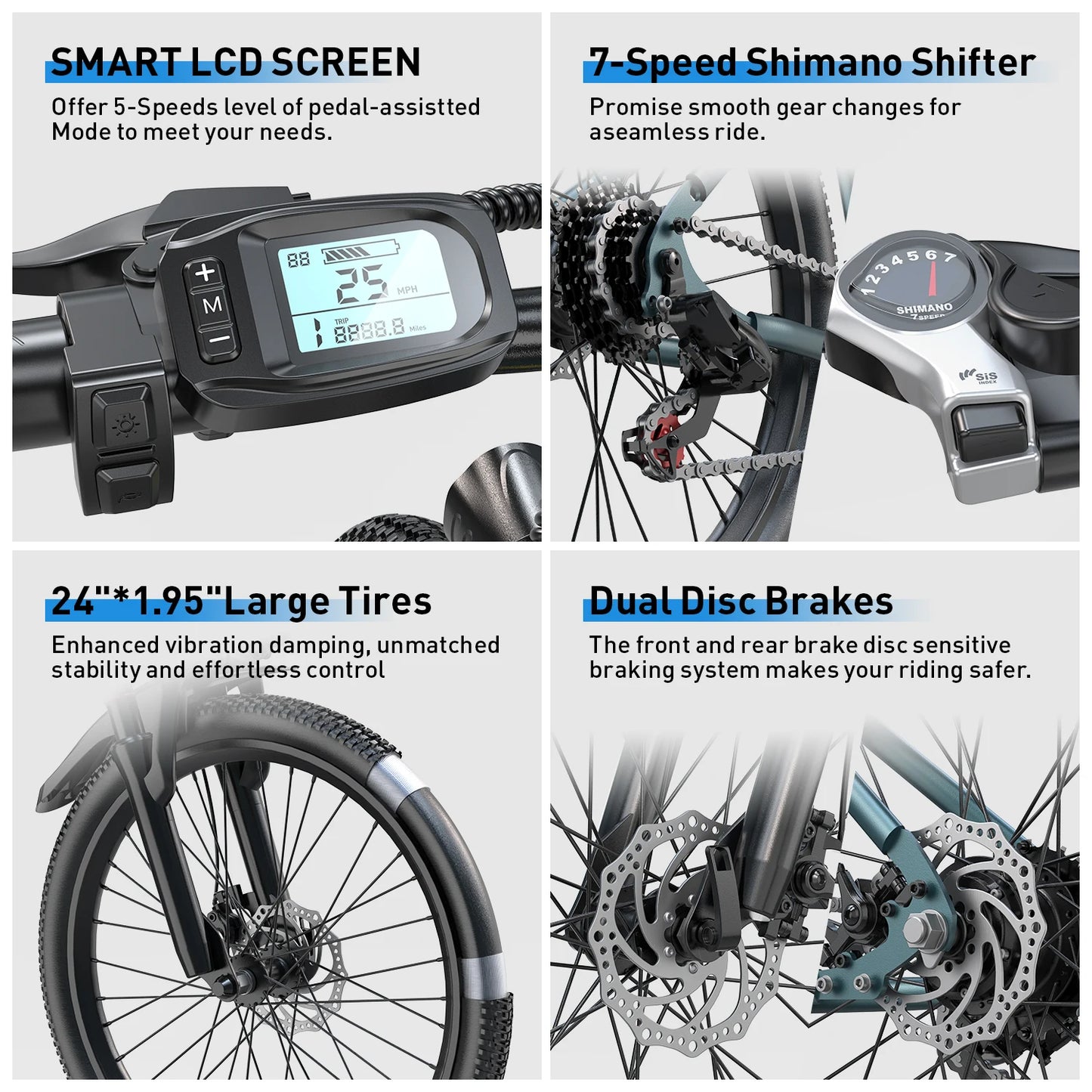 Adults Electric Bicycle, 26" 24" Electric Mountain Bike 500W Motor,21 Speed