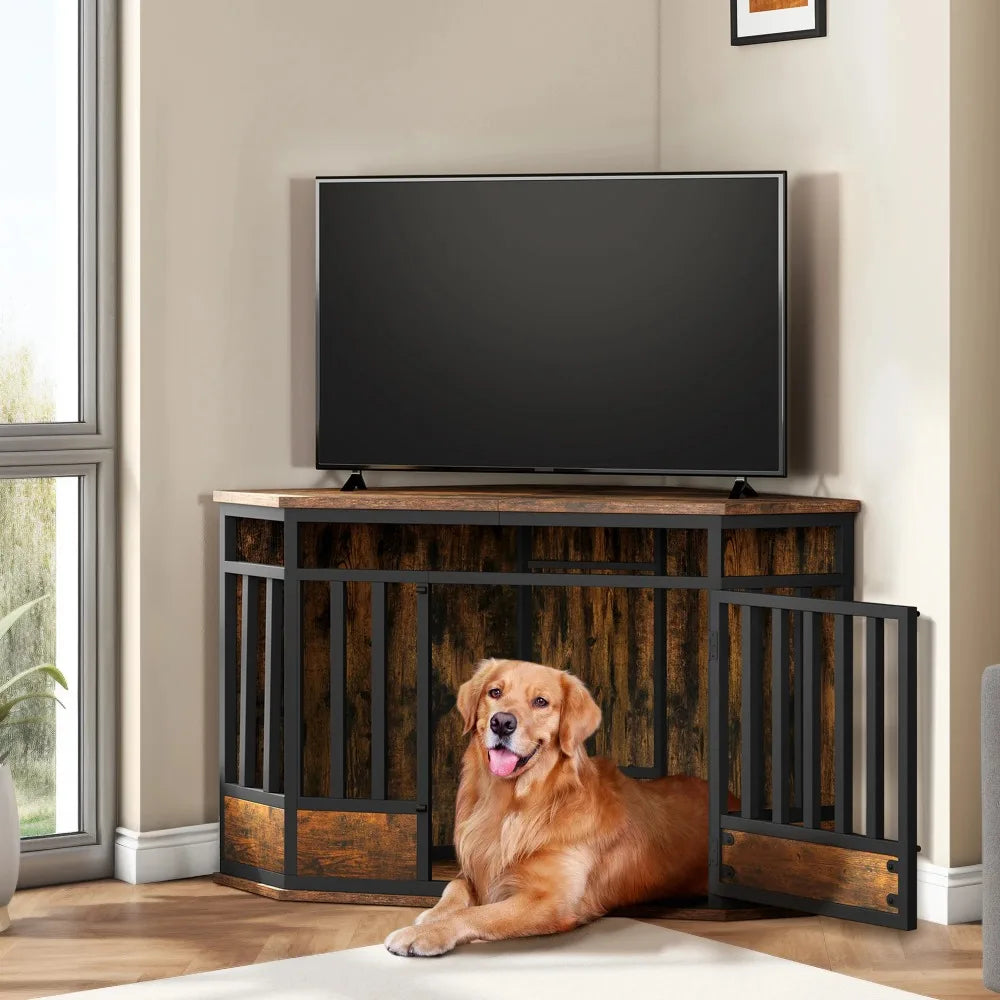 52 Inch Heavy Duty Corner Dog Crate Furniture,