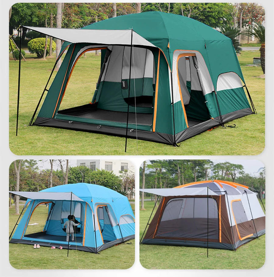 3-12 Person Outdoor Camping Team Tent Oversize 2 Bedrooms
