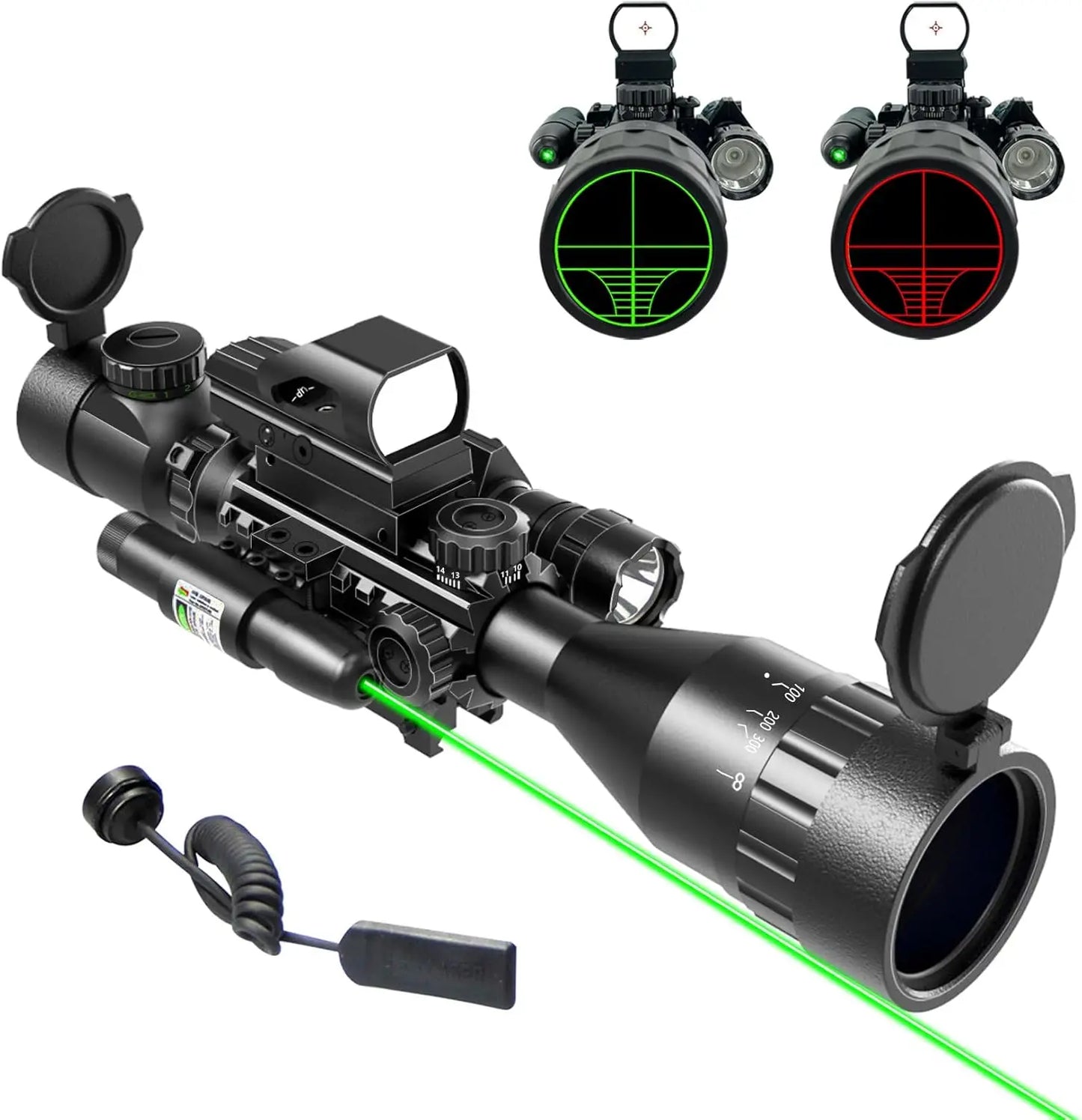 4-12&16X50 AO rifle sight Red/Green illuminated ranging sight W/ Green laser